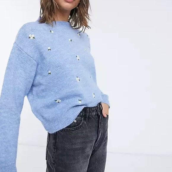 ASOS Sweaters - Asos Collusion Baby Blue Floral Sweater